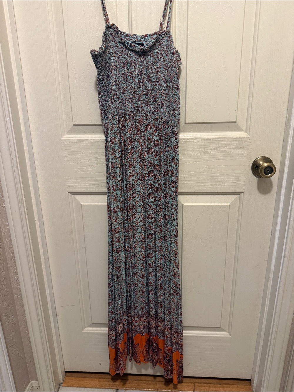 Angie Blue & Orange Boho Maxi Dress